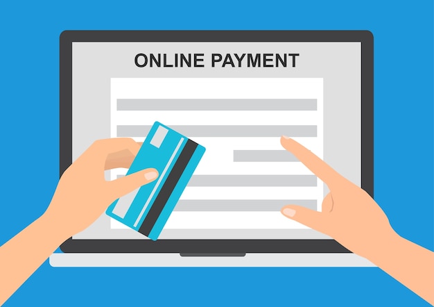 Hand holding credit card for online payment.