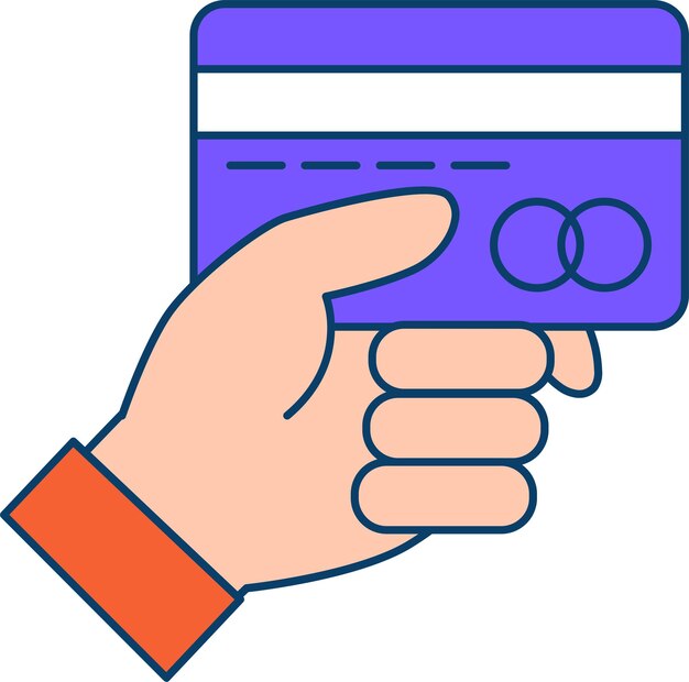 Vector a hand holding a credit card that says credit card