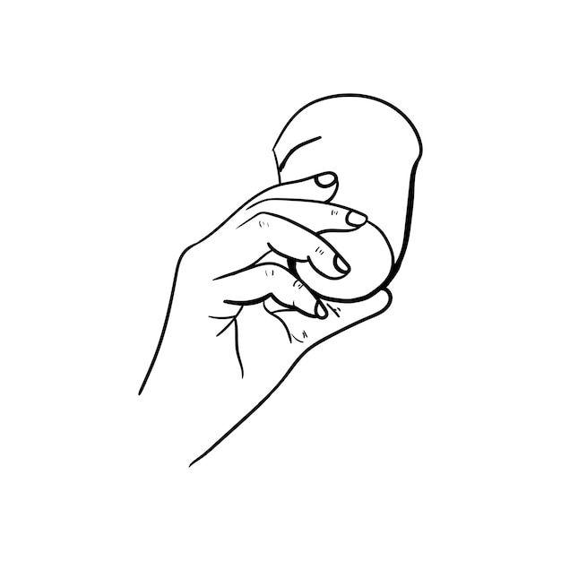 Hand holding a cup of coffee icon hand drawn line art of hand holding a cup of coffee