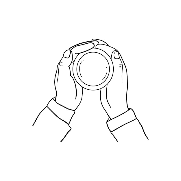 Hand holding a cup of coffee icon line art of hand holding a cup of coffee