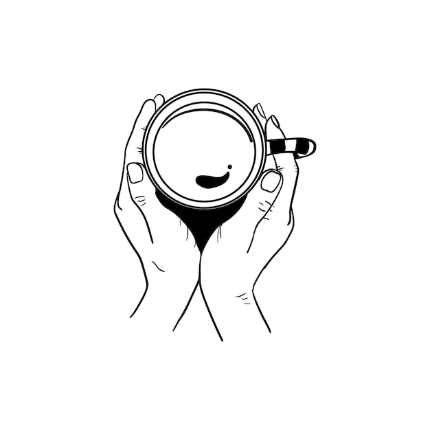 Hand holding a cup of coffee icon line art of hand holding a cup of coffee