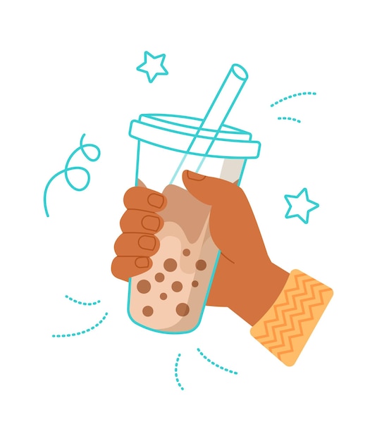 Hand Holding Cup with Cocktail or Chocolate Drink Vector illustration Vector illustration