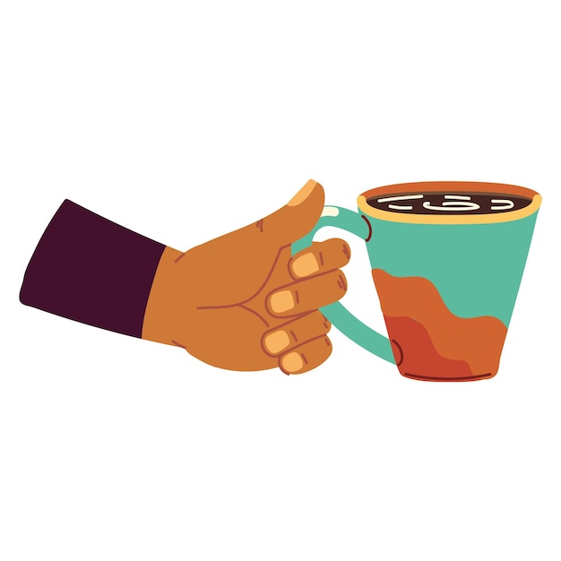 Hand holding a cup with coffee