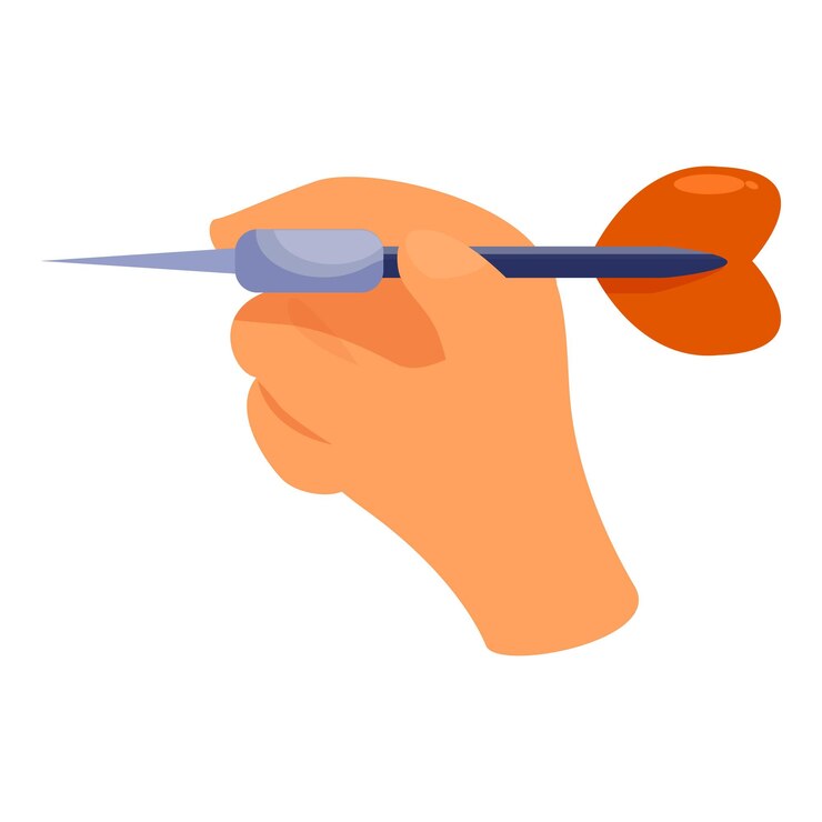 Vector hand holding dart targeting success achievement concept