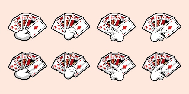 Vector hand holding diamonds card suit design illustration