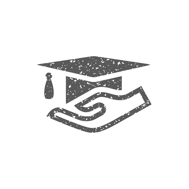 Vector hand holding diploma icon in grunge texture vector illustration