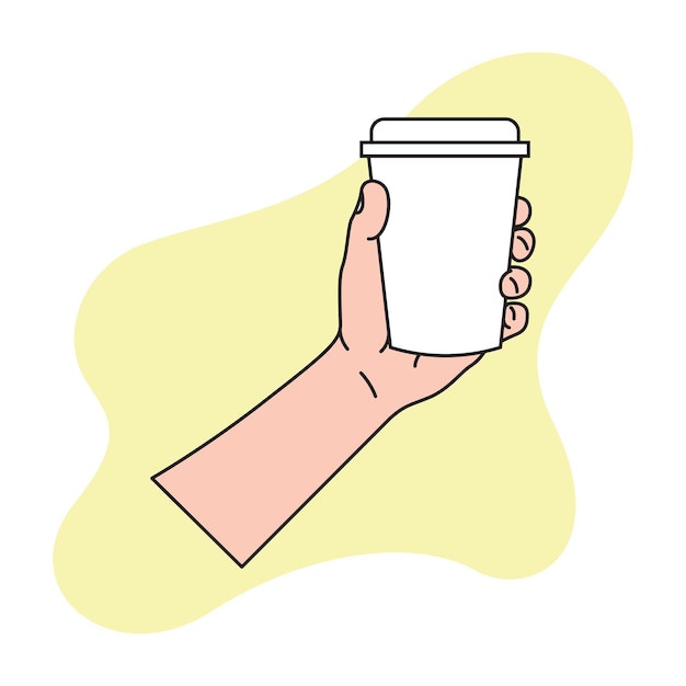 Vector hand holding a drink in a plastic cup