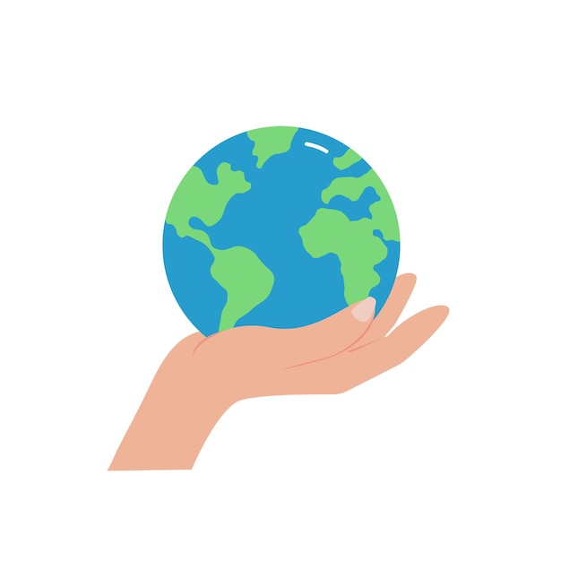 Hand holding the earth. save planet concept