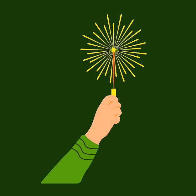 Vector hand holding fireworks