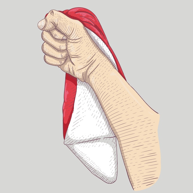 Hand holding the flag of the indonesian state of indonesia's independence day 17 august