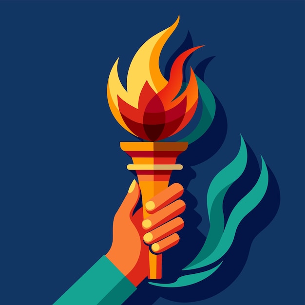 Vector hand holding flaming torch vector illustration