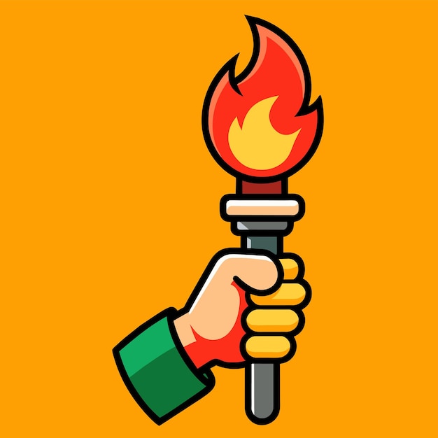 Vector hand holding flaming torch