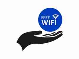 Vector hand holding a free wireless internet access symbol free wifi vector icon