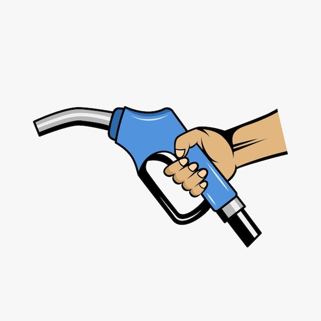 Hand holding fuel pump nozzle illustration