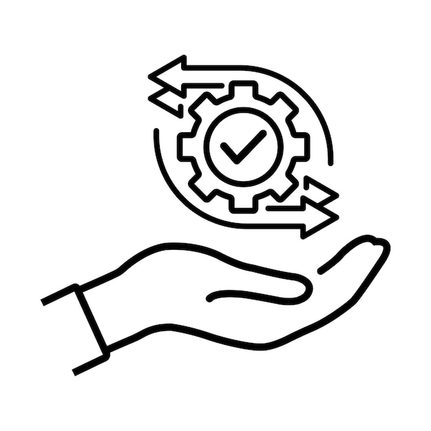 hand holding gear like optimize system icon