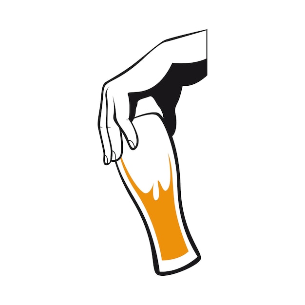 Hand holding a glass of beer Beer drinker icon Vector illustration