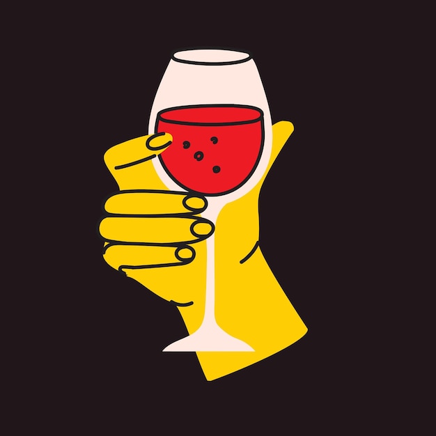 Рука держит бокал красного вина Алкогольный напиток Концепция вина