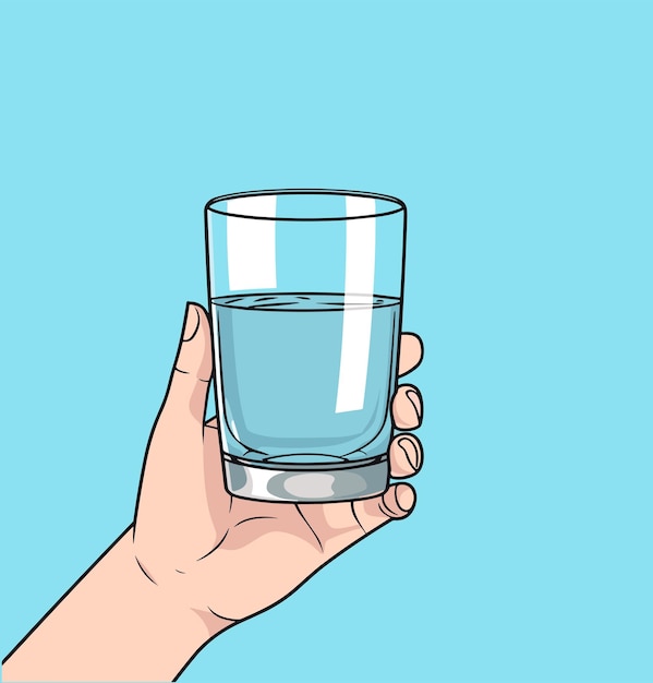 Hand holding glass of water Drink more water concept Vector illustration