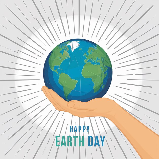 Vector a hand holding a globe that says earth day