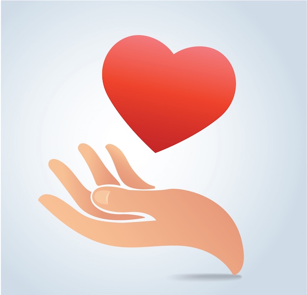 Hand holding the heart vector