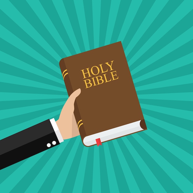 Vector hand holding holy bible