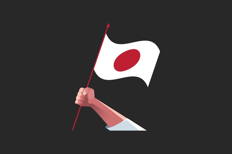 Vector a hand holding a japan flag flag of japan national country