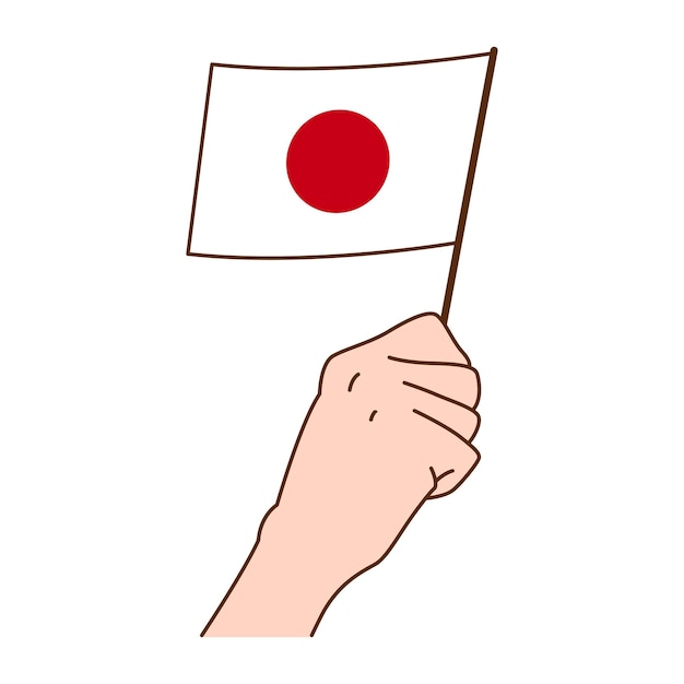 Hand Holding Japan National Flag Illustration Hand Drawn Style Vector Illustration