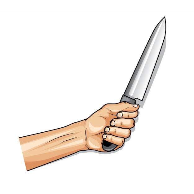 Vector hand holding knife