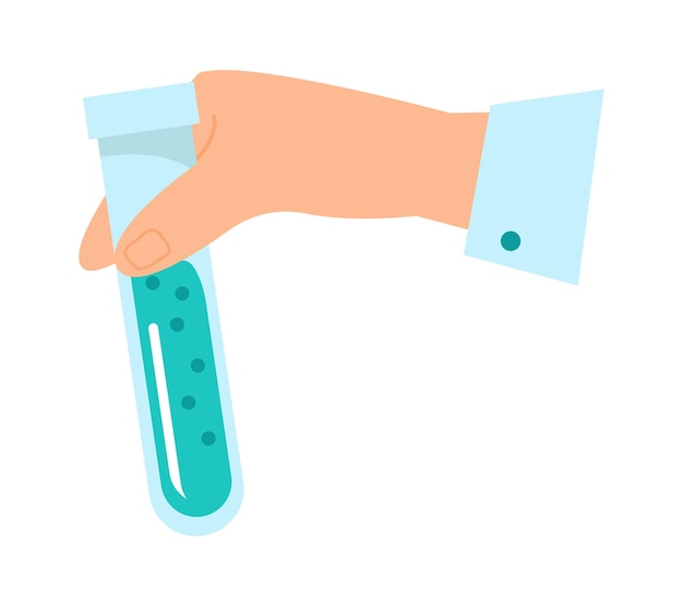 Hand holding laboratory flask Chemistry icon Vector illustration