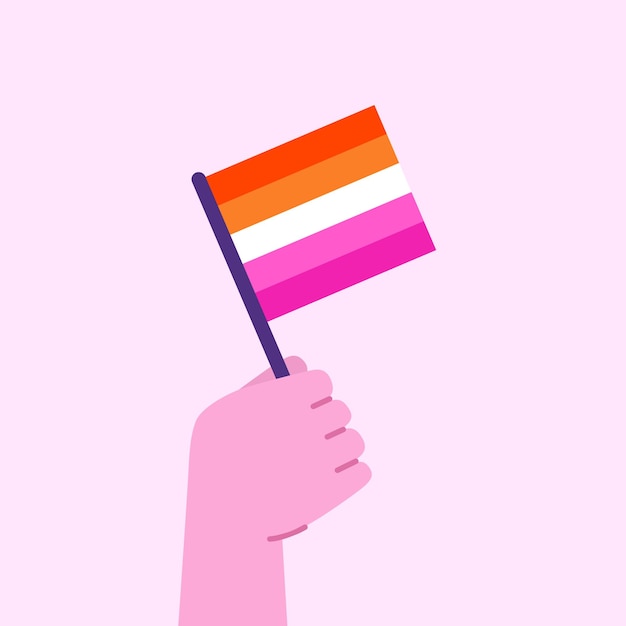 Hand holding lesbian flag pride month celebration concept vector illustration