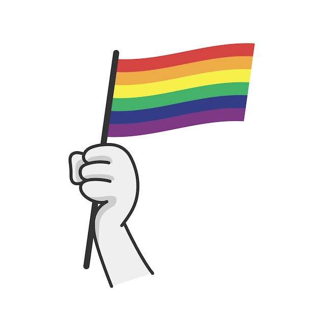 hand holding lgbt flag