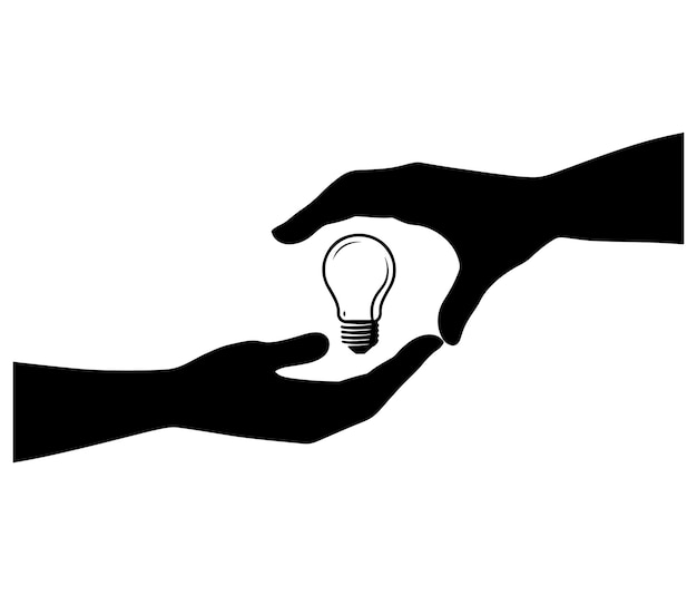 Hand holding light bulb Business idea Silhouette Vector Idea bulb Bulb and hand vector