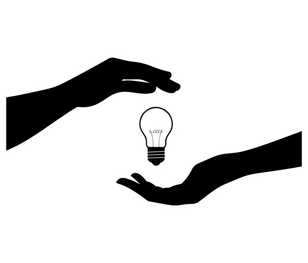 Hand holding light bulb Business idea Silhouette Vector Idea bulb Bulb and hand vector