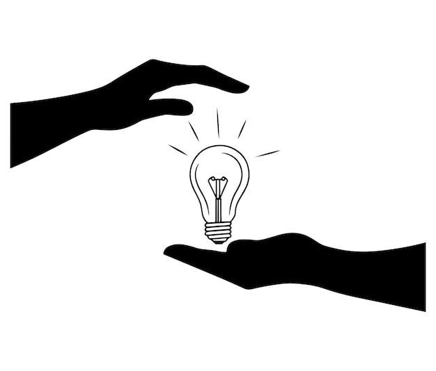 Hand holding light bulb Business idea Silhouette Vector Idea bulb Bulb and hand vector