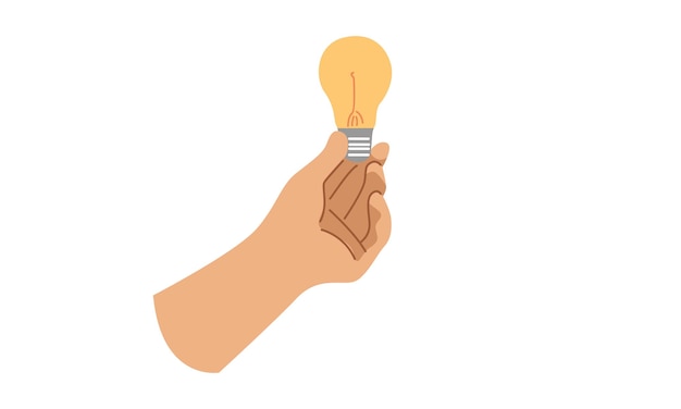 Vector hand holding light bulb