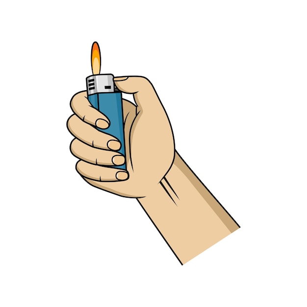 Hand holding a lighter vector illustration