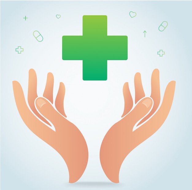 Vector hand holding medical hospital icon symbol vector