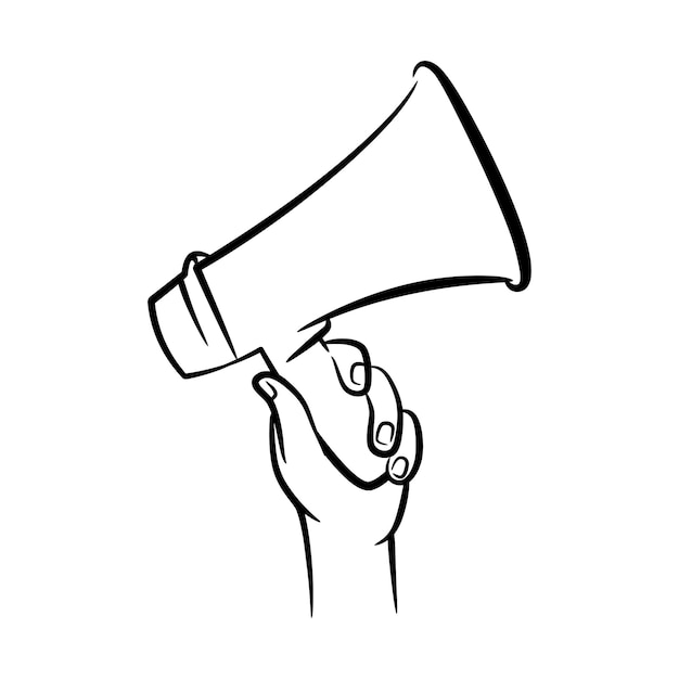 Vector hand holding megaphone illustration vector hand drawn