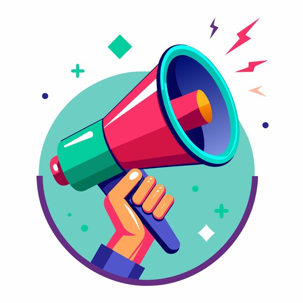 Hand holding megaphone vector illustration