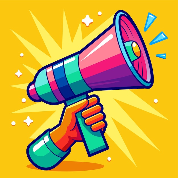 Hand holding megaphone vector illustration