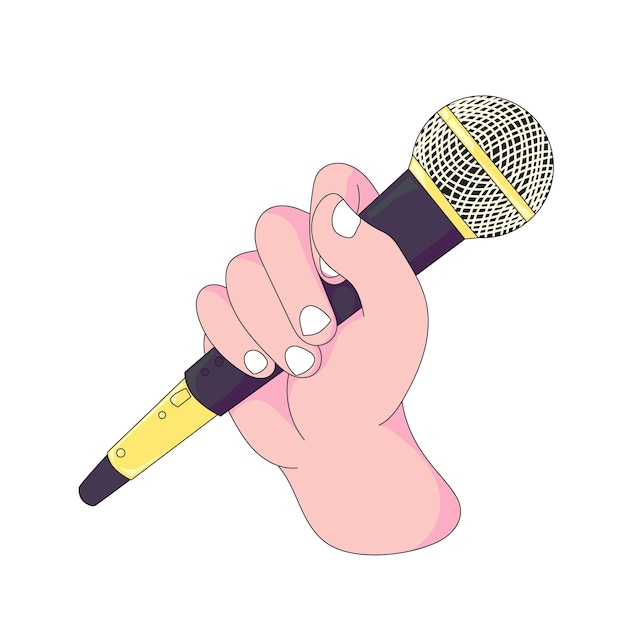 위에 마이크를 들고 있는 손