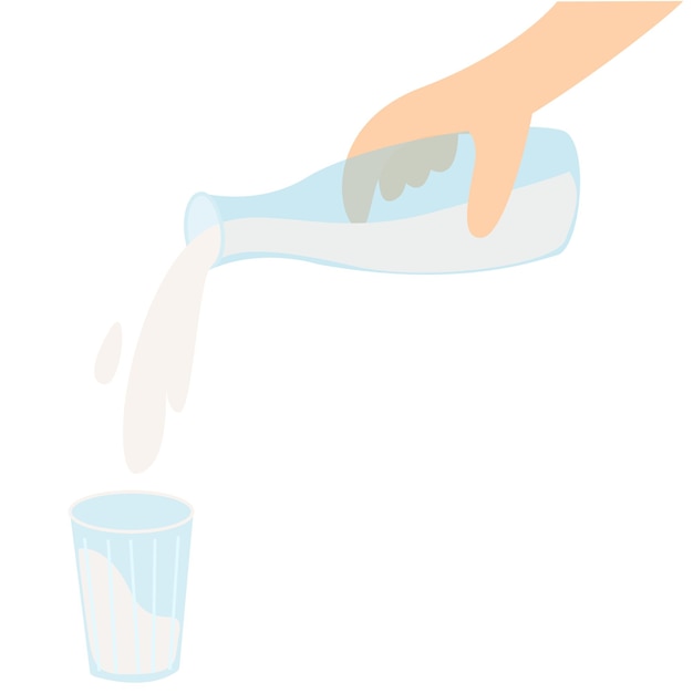 ベクトル 牛乳を持っている手グラスやカップに牛乳を注ぐ世界牛乳の日