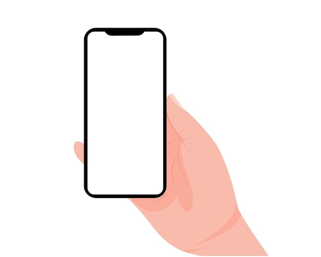 hand holding mobile phone flat vector template mobile phone vector mock up