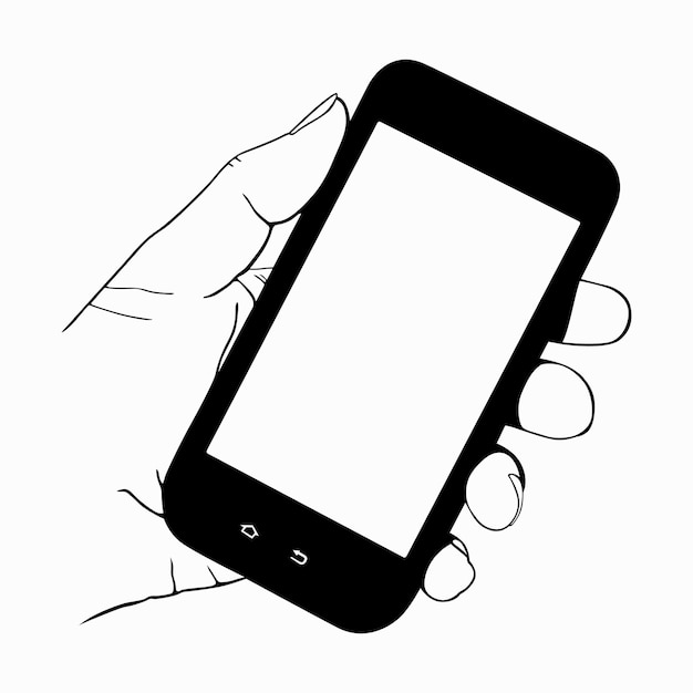 Vector hand holding mobile phone