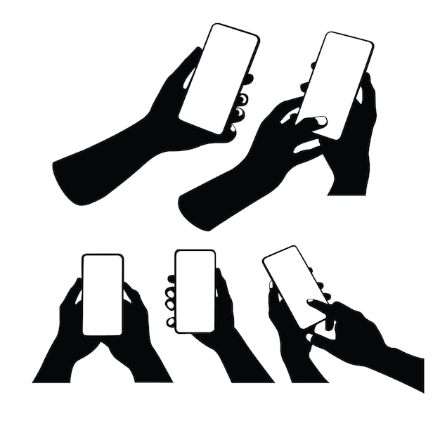 Vector hand holding mobile phone