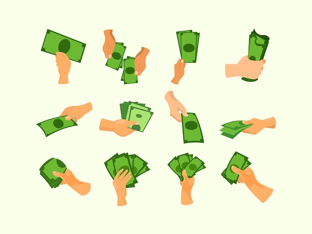 Vector hand holding money illustration