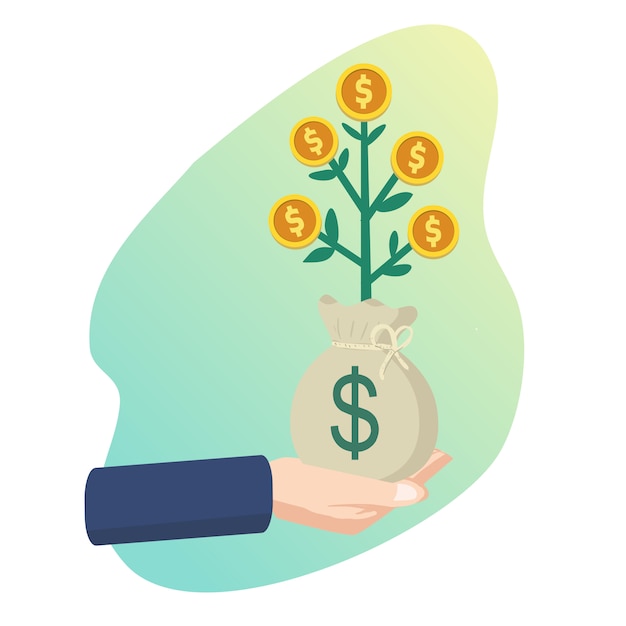 Hand holding money tree