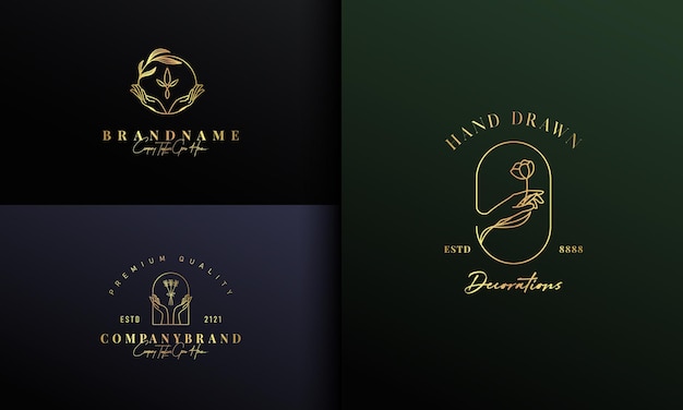 Hand holding nature botanic logo design