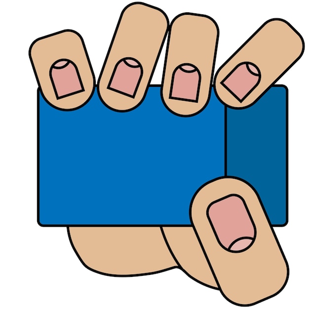 Hand holding a pack of cigarettes on a white background in a cartoon style