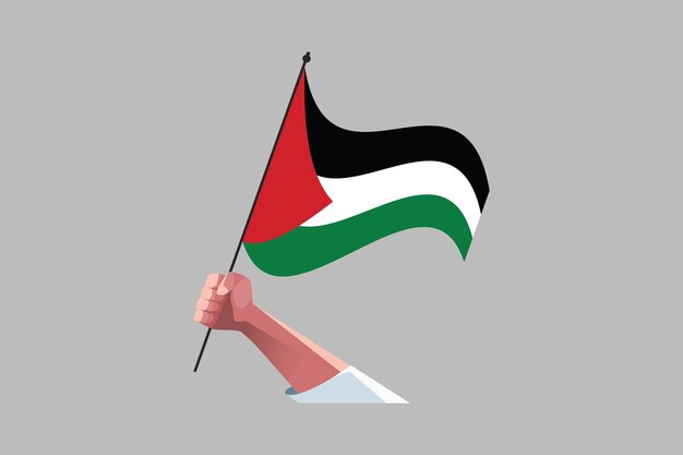 パレスチナの国旗を握る手 パレスチーナの国旗 オリジナルとシンプルなパレスチナ国旗ベクトル